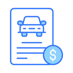 Car loan or vehicle rental concept, Banking statement with lending amount for purchasing automobile