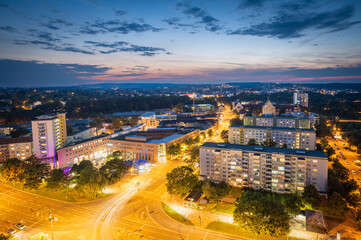 Fototapeta na wymiar Aerial View of Chemnitz at Night, Germany