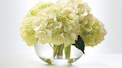 hydrangea in bowl isolated on white