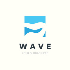 Water Wave logo simple modern, ocean wave design blue illustration icon vector