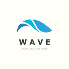 Water Wave logo simple modern, ocean wave design blue illustration icon vector