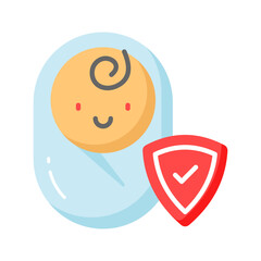 Protection shield with baby, baby insurance, child safety vector design