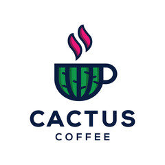 Cactus Coffee logo design template