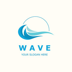 Water Wave logo simple modern, ocean wave design blue illustration icon vector