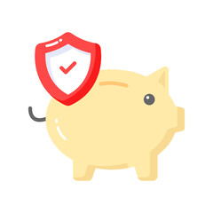 Shield with piggy bank denoting the concept of financial insurance vector