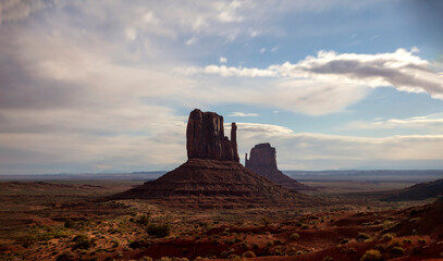 Monument Valley landscape, sandstone formation at Navajo Tribal Park, USA, Utah, Arizona.
