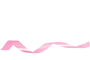 light pink ribbon isolated on transparent and white background, PNG image.