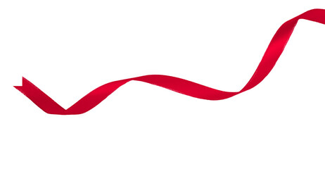 red ribbon isolated on transparent and white background, PNG image.