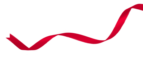 red ribbon isolated on transparent and white background, PNG image.