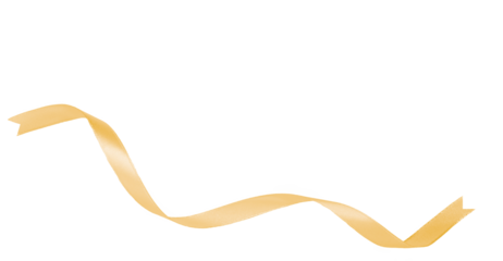gold ribbon isolated on transparent and white background, PNG image.
