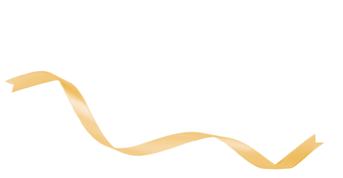 gold ribbon isolated on transparent and white background, PNG image.