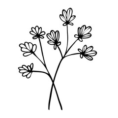Line Art Floral Leaves Flower Vector Illustration
