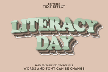 literacy day editable text effect emboss modern style