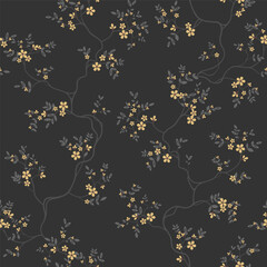Fototapeta na wymiar seamless pattern of flowers, branches and leaves