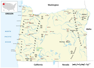 Vector map of the US state of Oregon