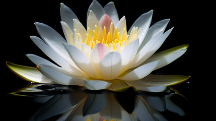 water lily isolated on black