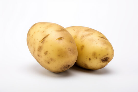 Freshly Harvested Potatoes on a Clean White Background