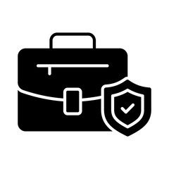 Briefcase with protection shield, business protection icon design, business insurance vector