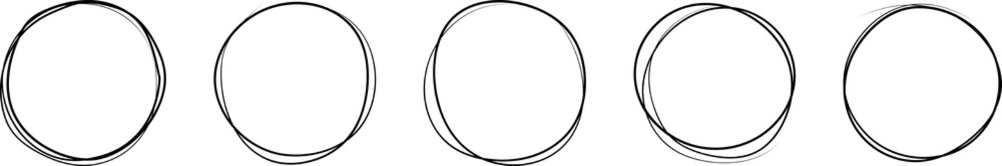 Set of hand drawning circles. Design for message and for note mark. PNG