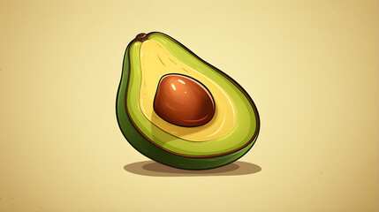 2D cartoon avocado