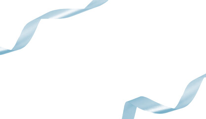 light blue ribbon isolated on transparent and white background, PNG image.