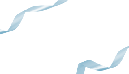 light blue ribbon isolated on transparent and white background, PNG image.