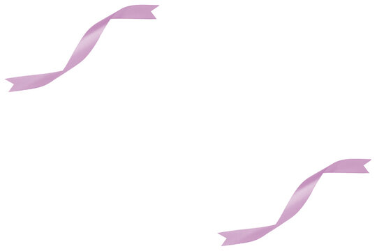 lilac purple ribbons isolated on transparent and white background, PNG