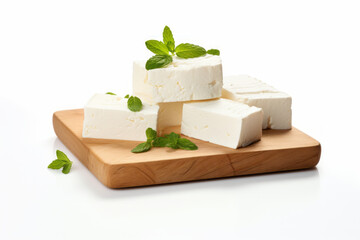 Deliciously Crumbled Feta Cheese on a Clean White Background