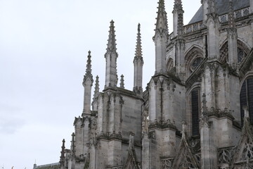 Gothic cathedral of Notre Dame d'Evreux. Facade detail.