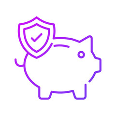 Shield with piggy bank denoting the concept of financial insurance vector