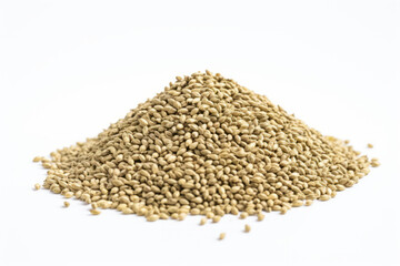 Fresh and Nutritious Hemp Seeds on a Clean White Background
