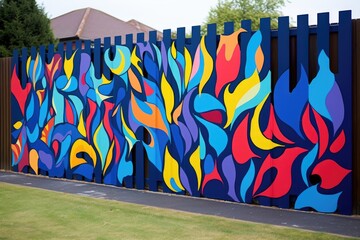abstract pattern created by paint on fence panels
