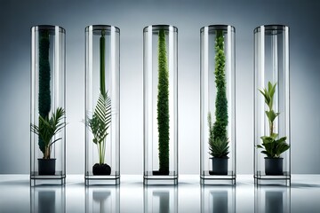 test tubes with plant Generated Ai