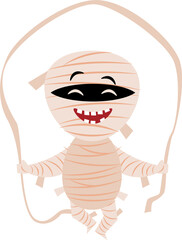 Mummy . Cute halloween cartoon character . Flat design . PNG .