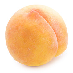Yellow Peach isolated on white background, Fresh Yellow Peach Fruit on White With clipping path. 