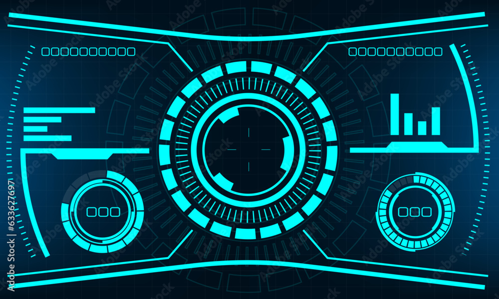 Poster hud sci-fi interface screen view blue design virtual reality futuristic technology display vector