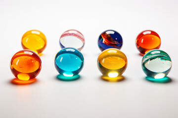 Vibrant collection of Cats Eye marbles on a pristine white background