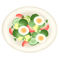 salad, salad with boiled eggs and vegetables, healthy food, diet food, Salad Serenity: A Medley of Healthful Tastes, Greens & Goodness: Cultivating Wellness One Salad at a Time