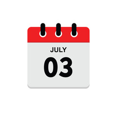 calender icon, 03 july icon with white background