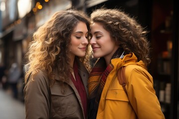 LGBT - Two girls in love sharing a kiss - Stock photography concepts