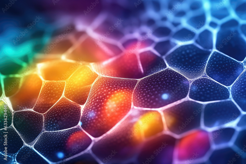 Aufkleber web abstract creative technology network background in neon colors extreme closeup. generative ai