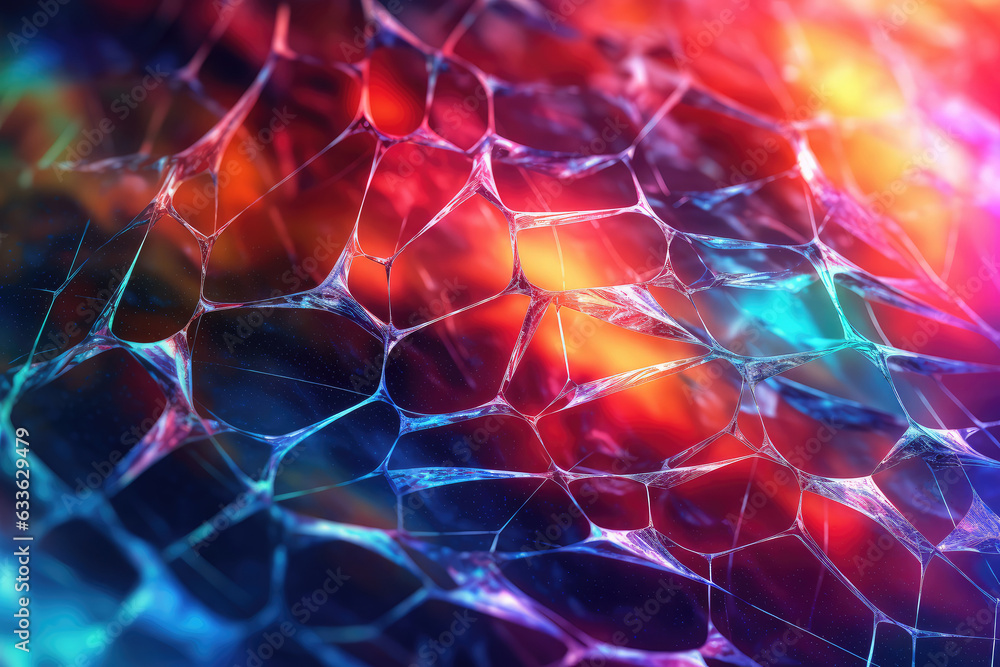 Aufkleber web abstract creative technology network background in neon colors extreme closeup. generative ai