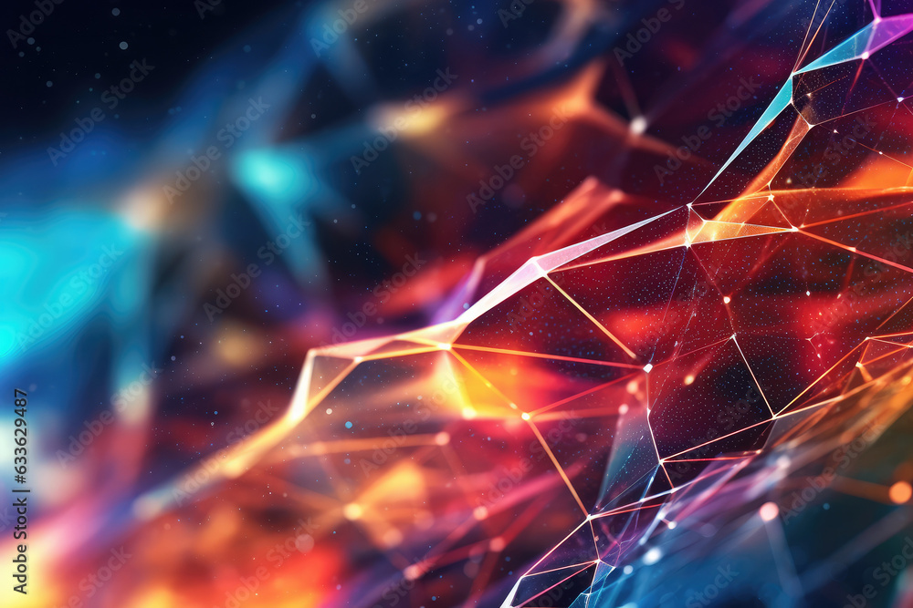 Aufkleber web abstract creative technology network background in neon colors extreme closeup. generative ai
