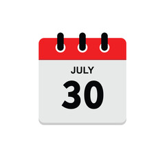 calender icon, 30 july icon with white background