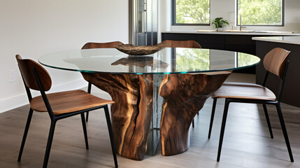 Round live edge dining table