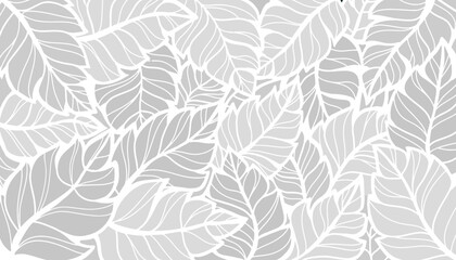simple grey leaves background with white outline
