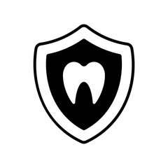 Tooth on shield, vector of dental insurance, health insurance icon design