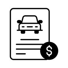Car loan or vehicle rental concept, Banking statement with lending amount for purchasing automobile