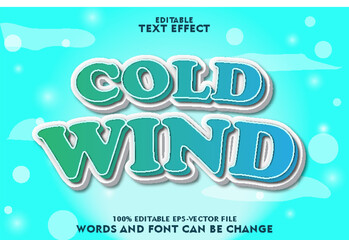cold wind editable text effect emboss cartoon style