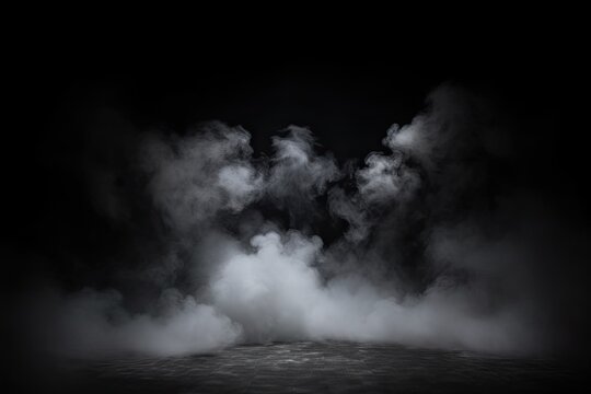 Product Showcase. Classic charm on black background. Abstract white smoke texture on  vintage backdrop